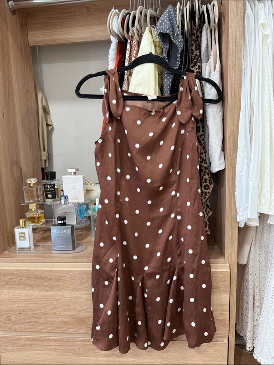Camila Coelho Dresses & Skirts - Camila Coelho Brown Polka Dot Tie-Shoulder Dress